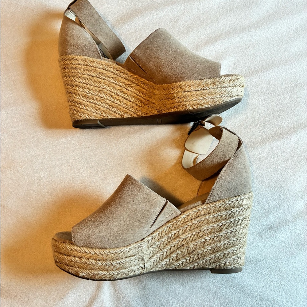 Marc Fisher Beige Espadrille Wedges